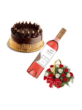 Hilton Cake, Wine & Flowers