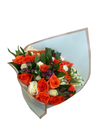 Orange & White Posy Rose Bouquet