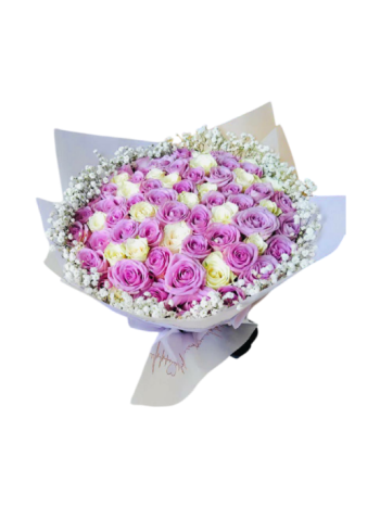 White & Purple Posy Rose Bouquet
